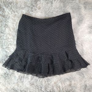 The Limited Women's Black Silk Polka Dot Ruffle Mini Skirt Size 10